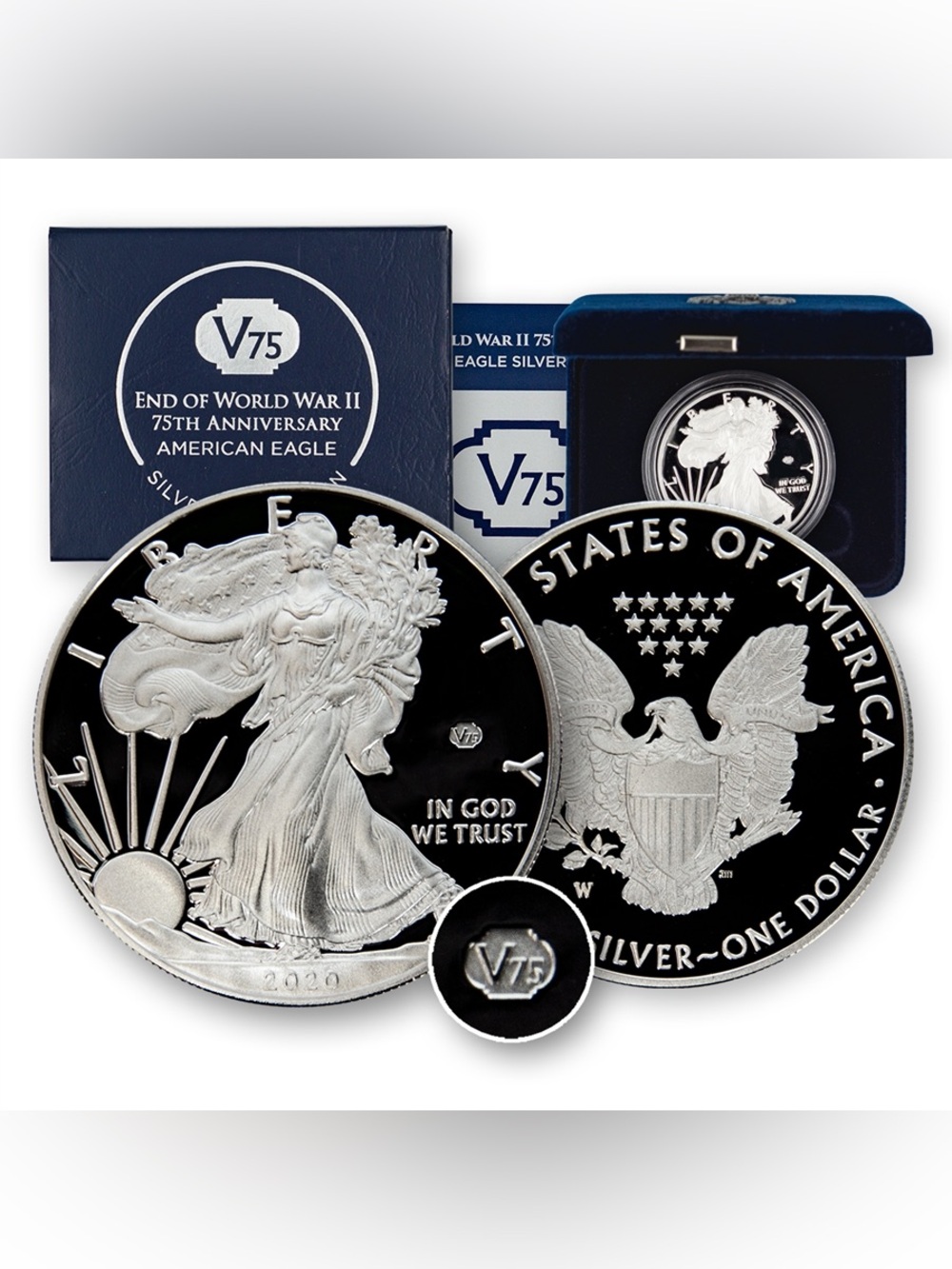 2020 End of WW2 75th Anniversary American Eagle Silver Proof Coin V75 Sealed
